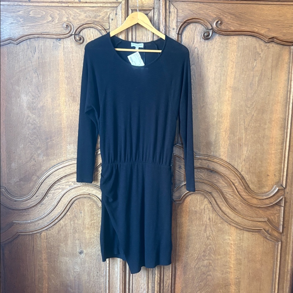 MICHAEL STARS Black Hally Asymmetric Long Sleeve Knit Dress NEW - Picture 3 of 12